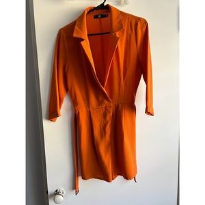 Orange belted romper from Missguided, US Size 4